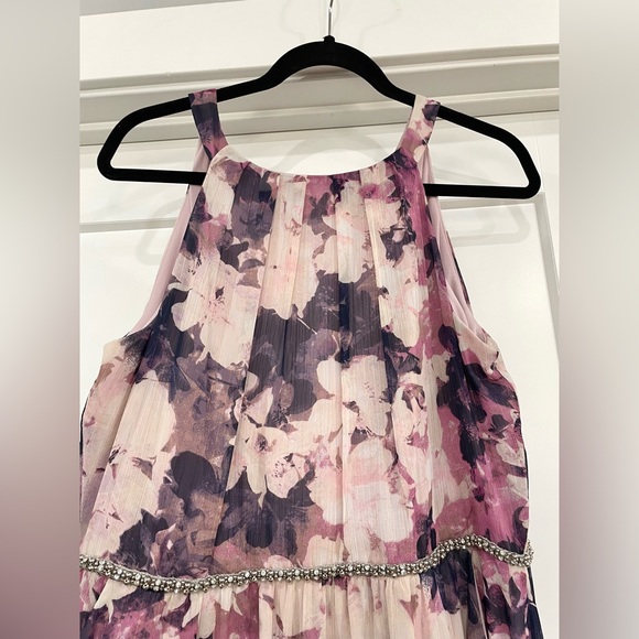 SLNY Womens Halter neck Beaded Embellished Waist Maxi Evening Dress - Picture 5 of 6